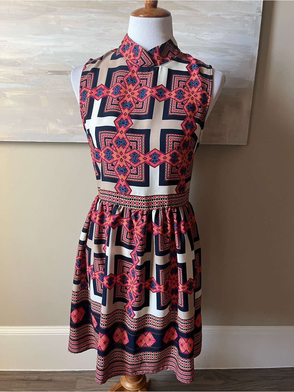 Freeway colorful geometric, print sleeveless dress